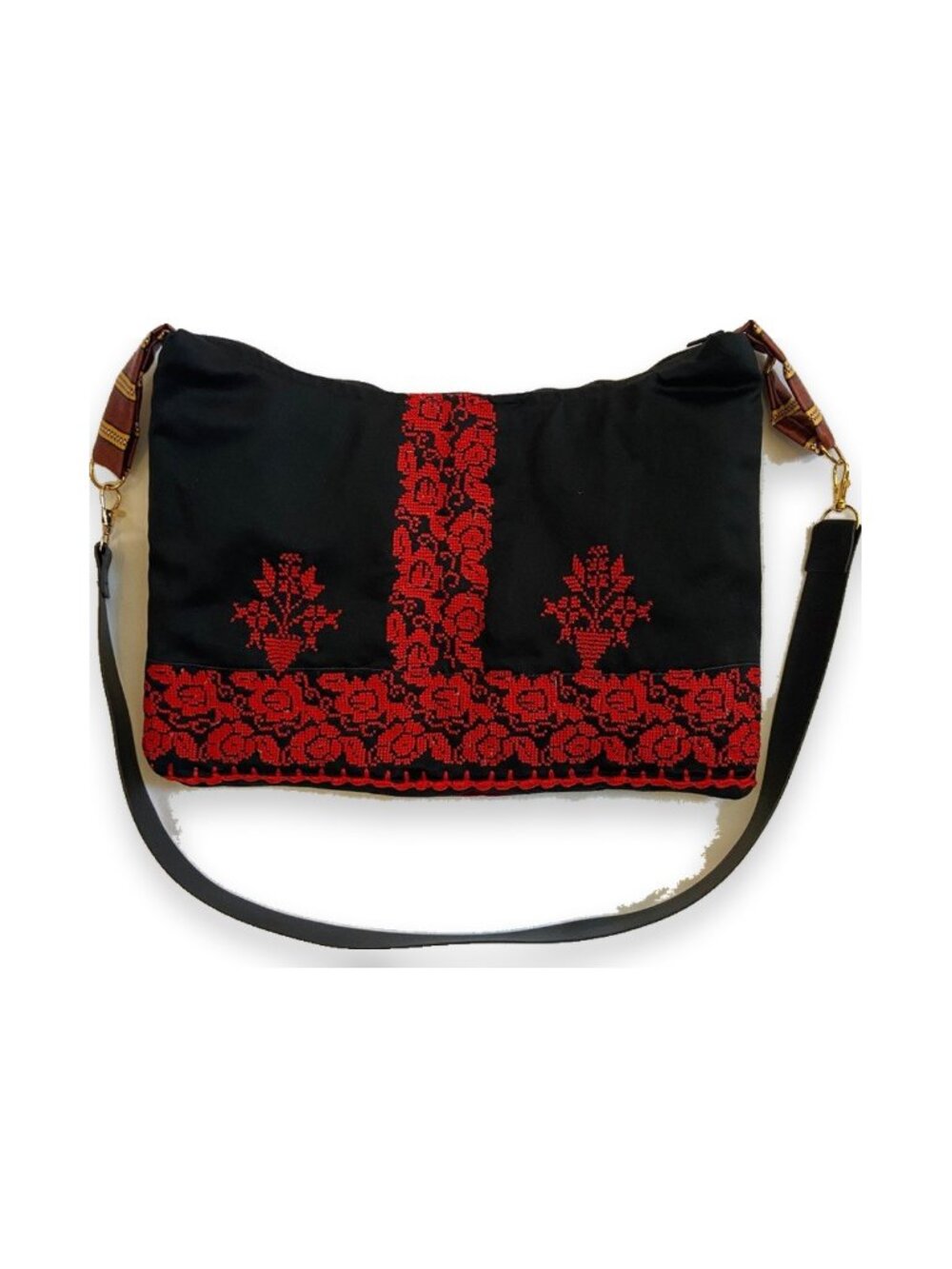 Palestinian Thobe Red Tatreez Zipper Crossbody Bag